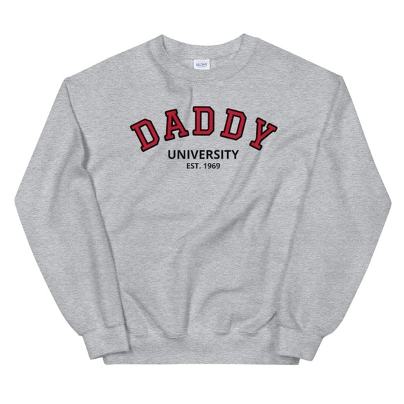 Daddy University Heather Gray Unisex Crewneck Sweatshirt Gildan Pullover Small - Picture 1 of 5